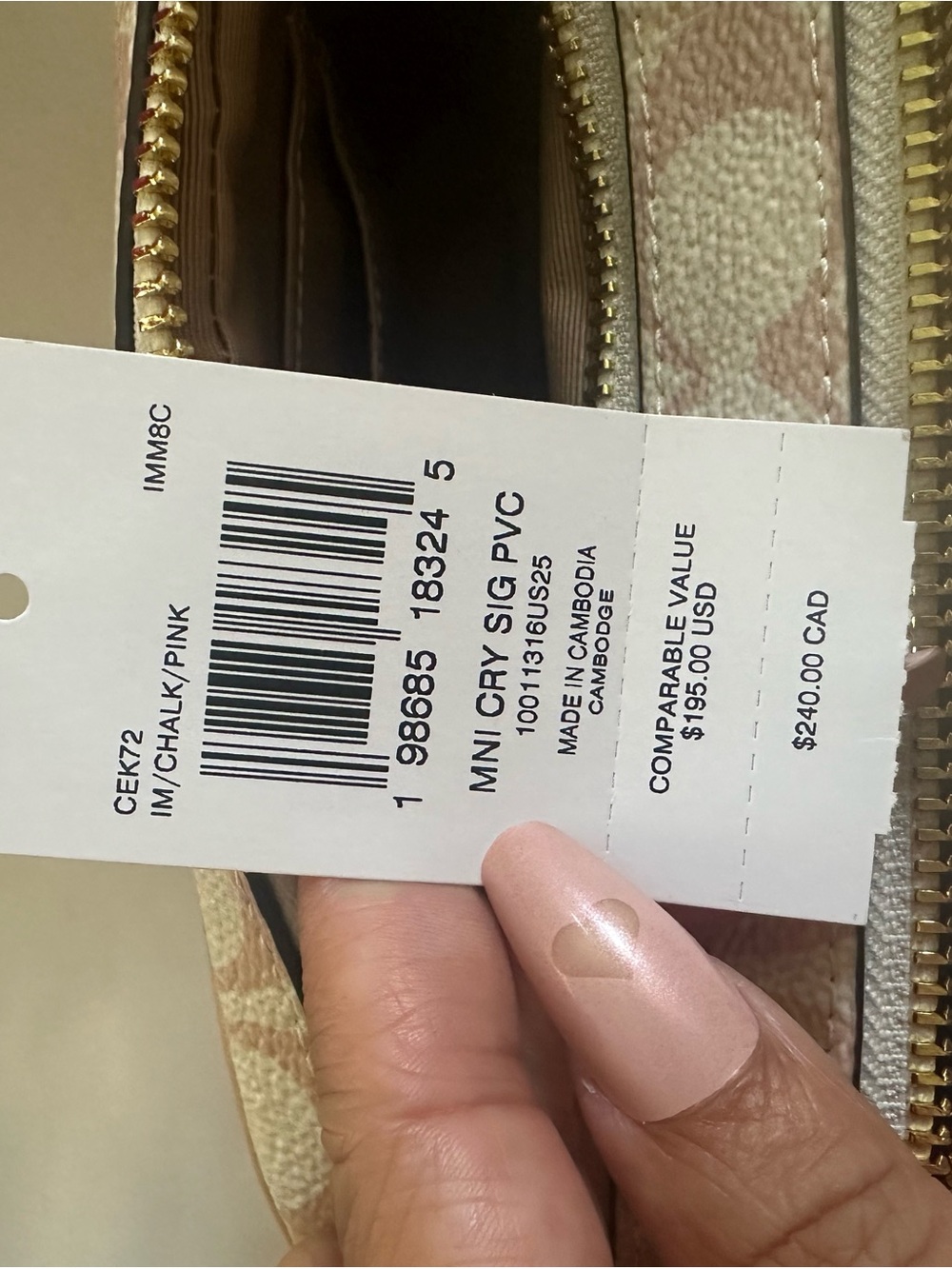 Coach Signature Pastel Pink & Cream mini Carey - Picture 3 of 4